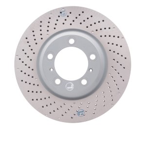 Porsche 911 Brake Rotor (1) - Left Front - R1 Concepts - Drilled Carbon Alloy GeoMET - `07-`13